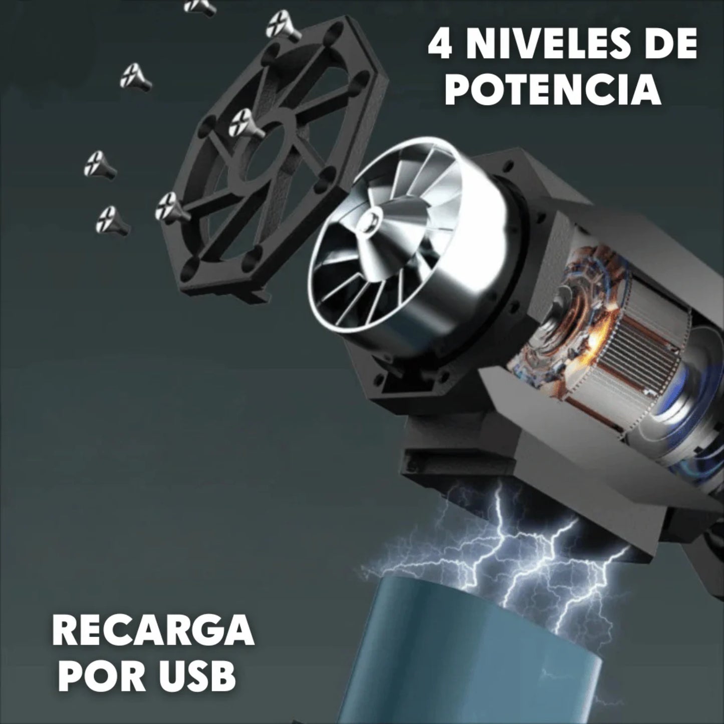 Mini Soplador Aspirador Turbo Recargable
