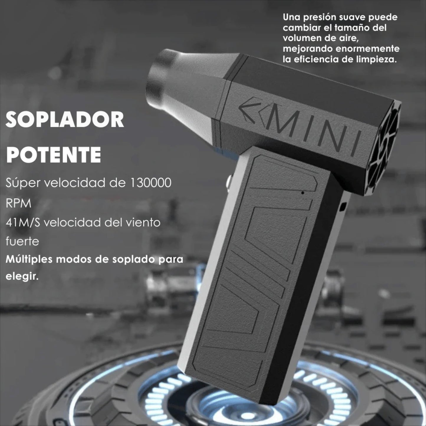 Mini Soplador Aspirador Turbo Recargable