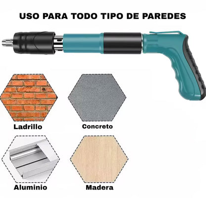 Pistola de clavos con accesorios