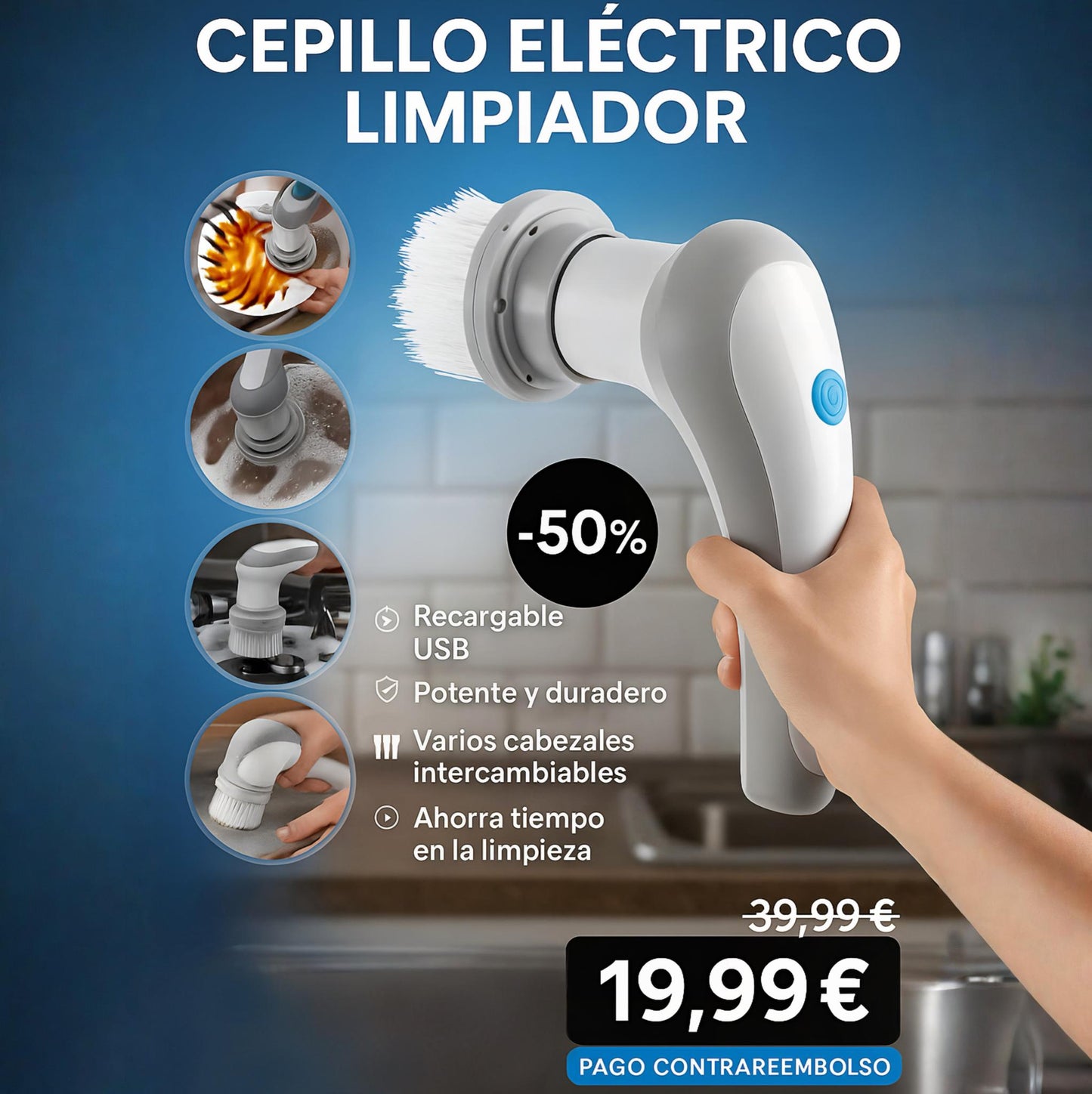 Cepillo de Limpieza Portátil Recargable