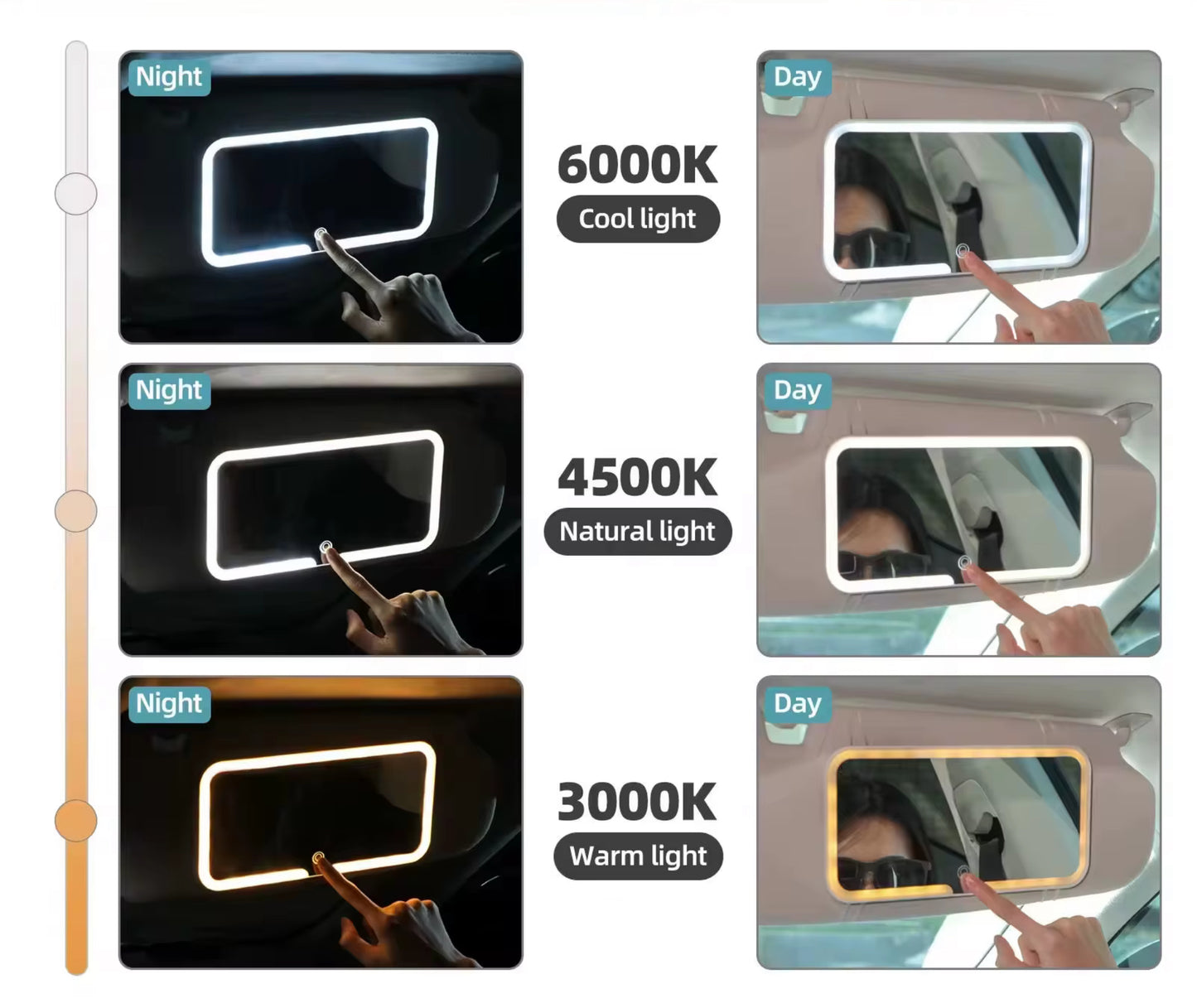 Espejo Tocador Led para Coche