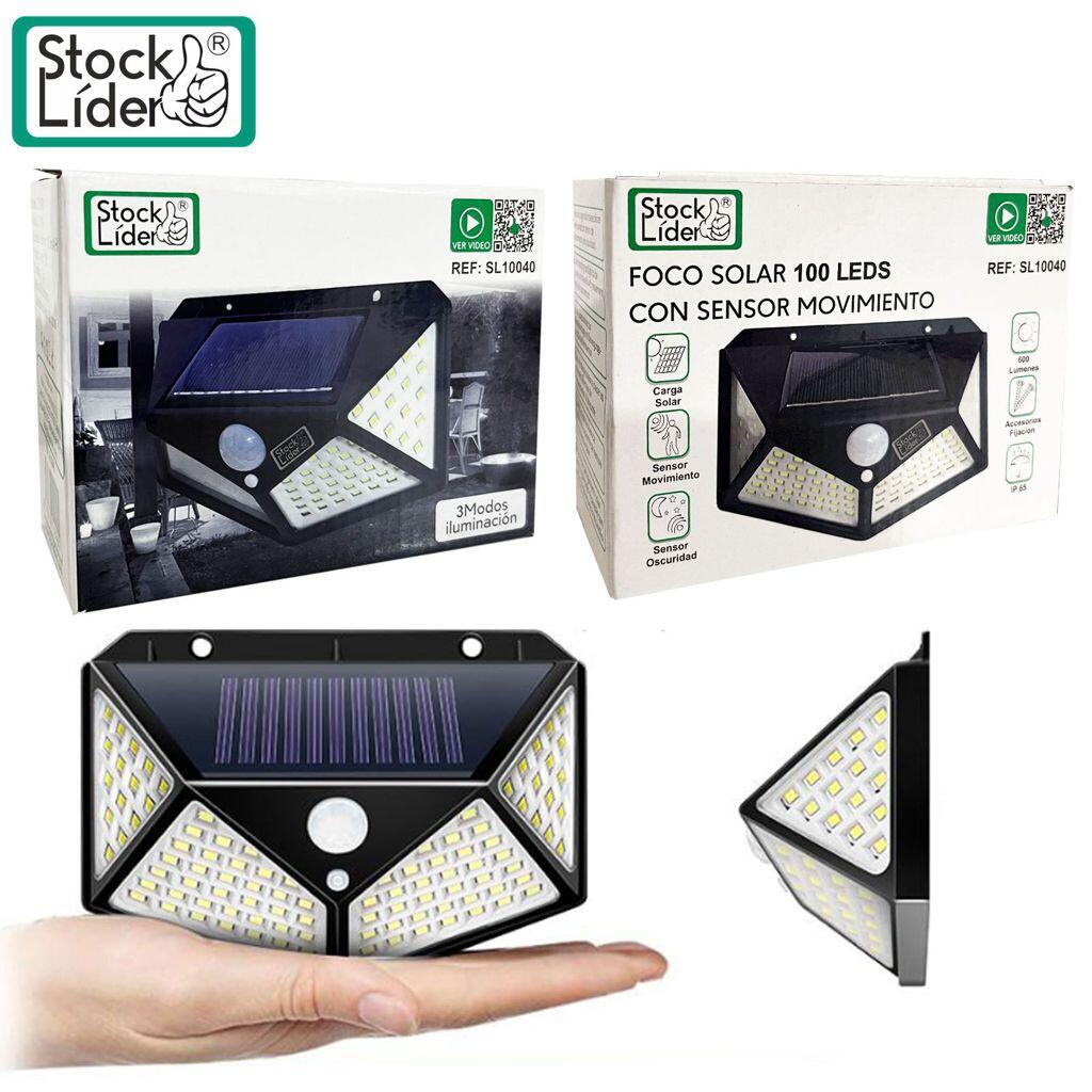 PACK X 3 UDS FOCO SOLAR DE 100 LEDS